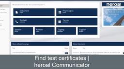 Find test certificates in the heroal Communicator | heroal services
