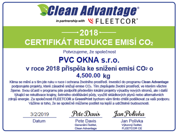 Firma PVC OKNA, s.r.o. pomáhá životnímu prostředí